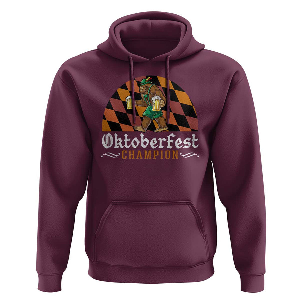 Funny Bigfoot Hoodie Oktoberfest Champion Beer Lenderhosen TS11 Maroon Print Your Wear