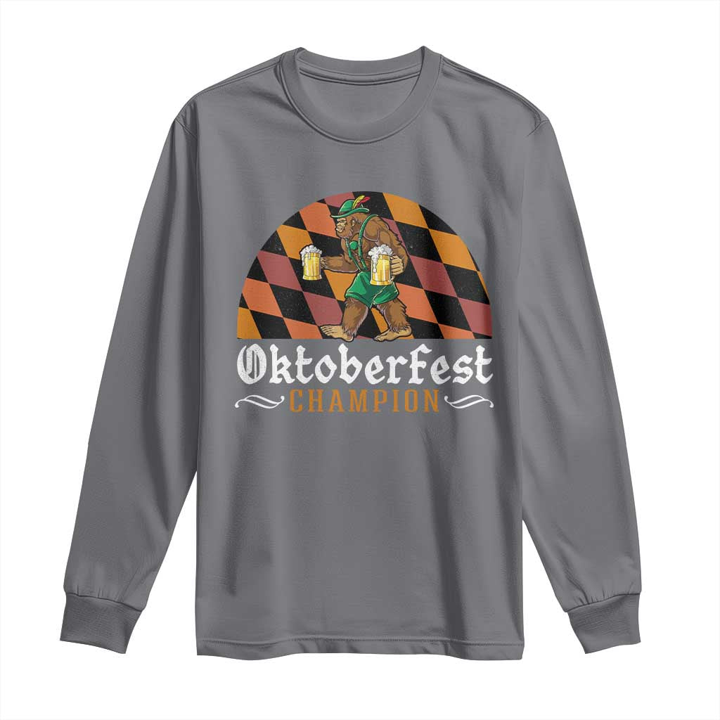 Funny Bigfoot Long Sleeve Shirt Oktoberfest Champion Beer Lederhosen TS11 Charcoal Print Your Wear