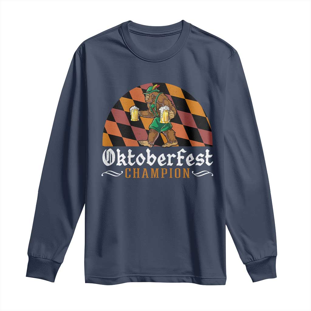 Funny Bigfoot Long Sleeve Shirt Oktoberfest Champion Beer Lederhosen TS11 Navy Print Your Wear