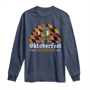 Funny Bigfoot Long Sleeve Shirt Oktoberfest Champion Beer Lederhosen TS11 Navy Print Your Wear