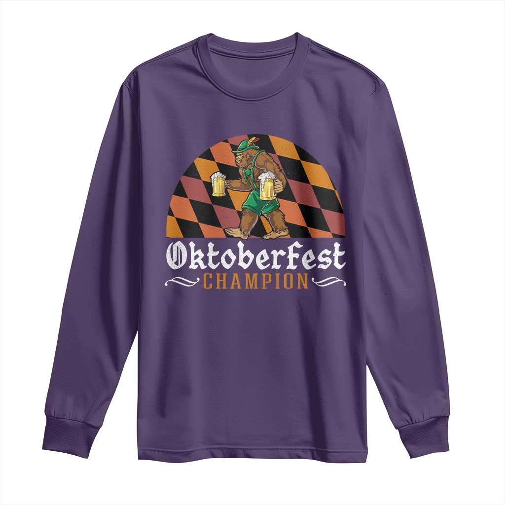 Funny Bigfoot Long Sleeve Shirt Oktoberfest Champion Beer Lederhosen TS11 Purple Print Your Wear