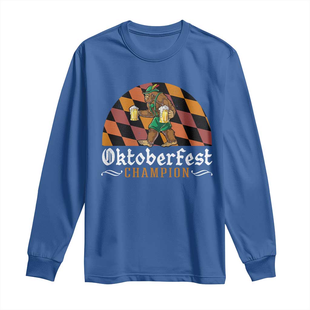 Funny Bigfoot Long Sleeve Shirt Oktoberfest Champion Beer Lederhosen TS11 Royal Blue Print Your Wear
