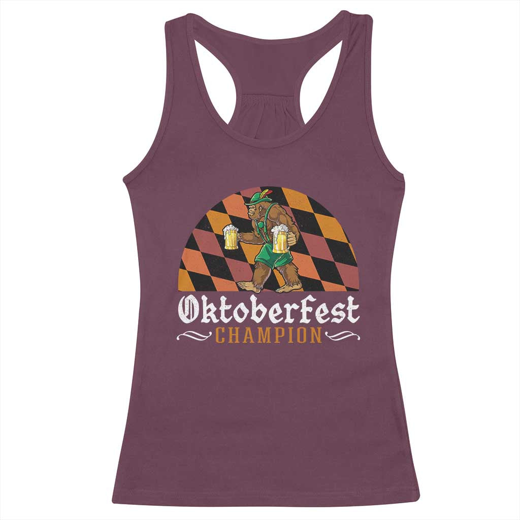 Funny Bigfoot Racerback Tank Top Oktoberfest Champion Beer Lederhosen TS11 Maroon Print Your Wear