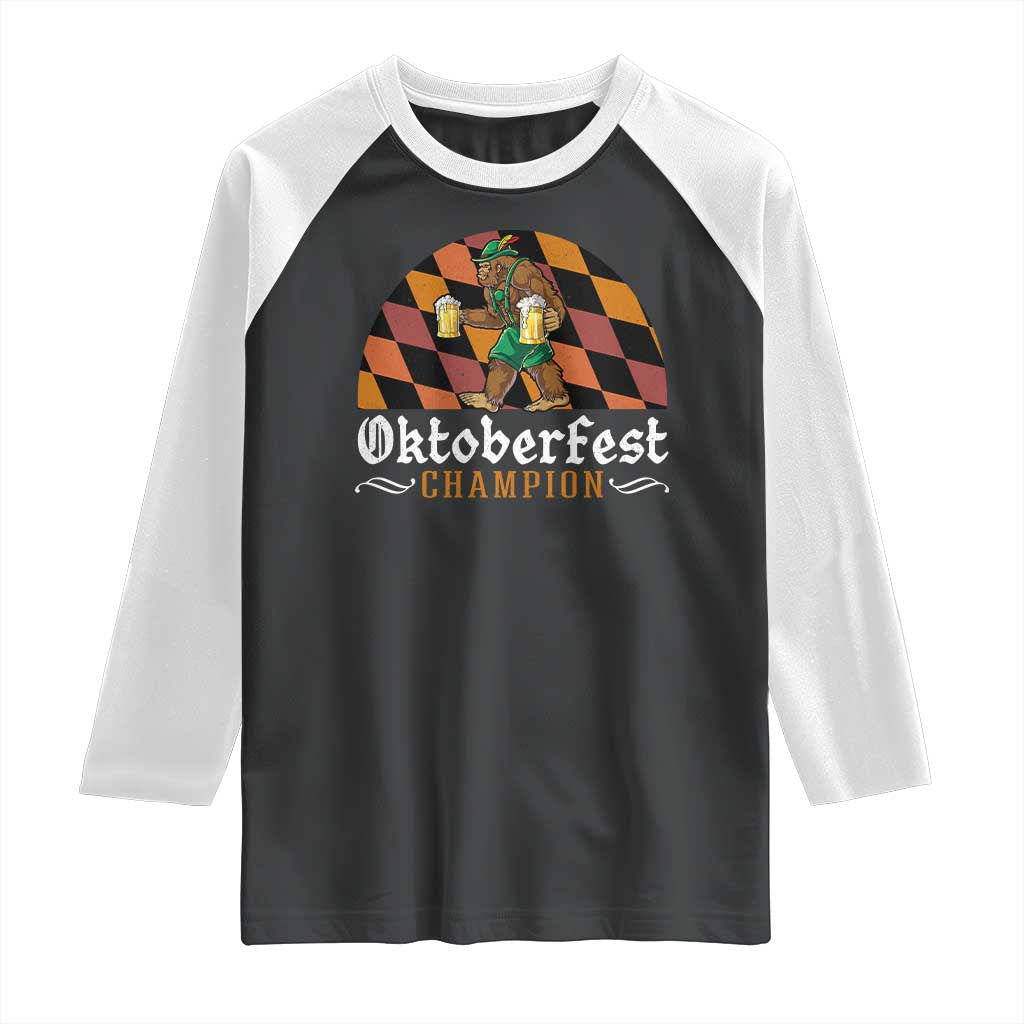 Funny Bigfoot Raglan Shirt Oktoberfest Champion Beer Lederhosen TS11 Black White Print Your Wear