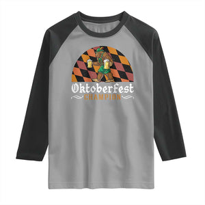 Funny Bigfoot Raglan Shirt Oktoberfest Champion Beer Lederhosen TS11 Sport Gray Black Print Your Wear