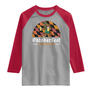 Funny Bigfoot Raglan Shirt Oktoberfest Champion Beer Lederhosen TS11 Sport Gray Red Print Your Wear