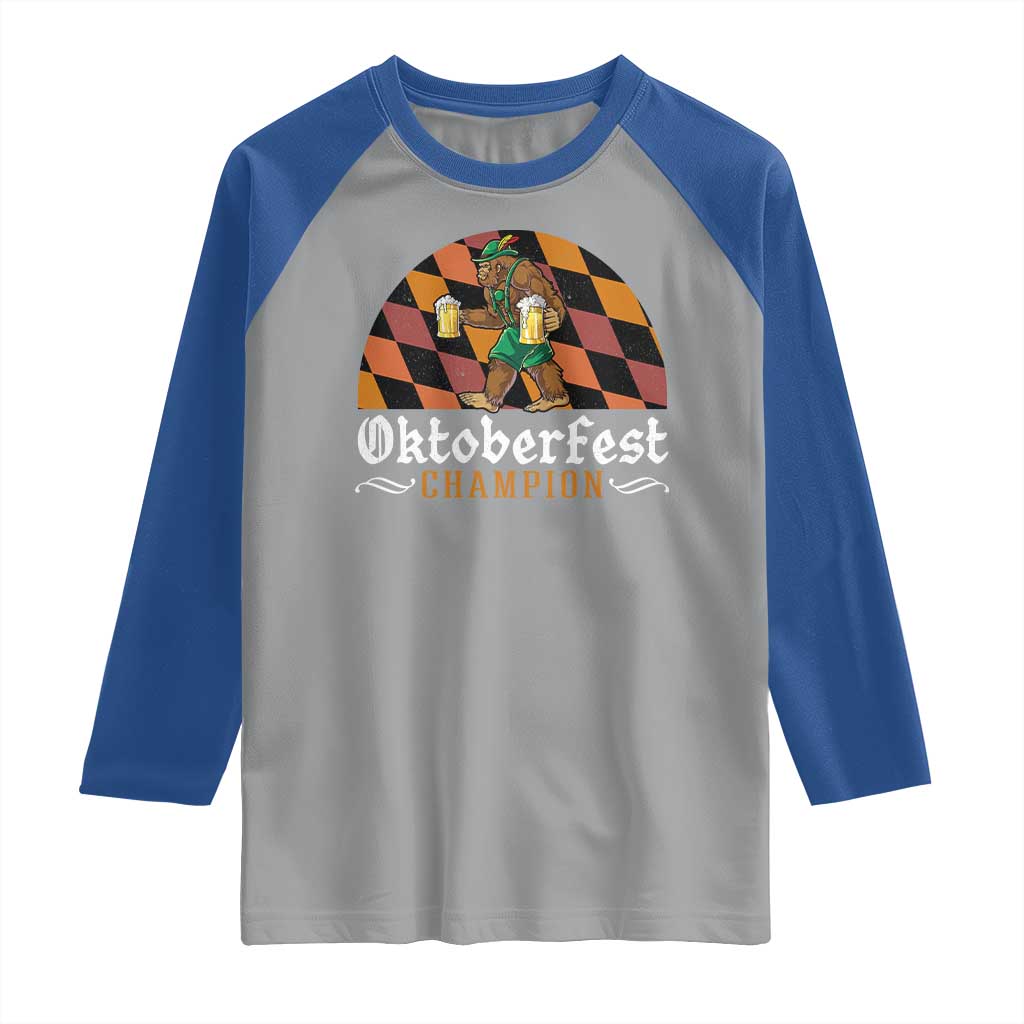 Funny Bigfoot Raglan Shirt Oktoberfest Champion Beer Lederhosen TS11 Sport Gray Royal Print Your Wear