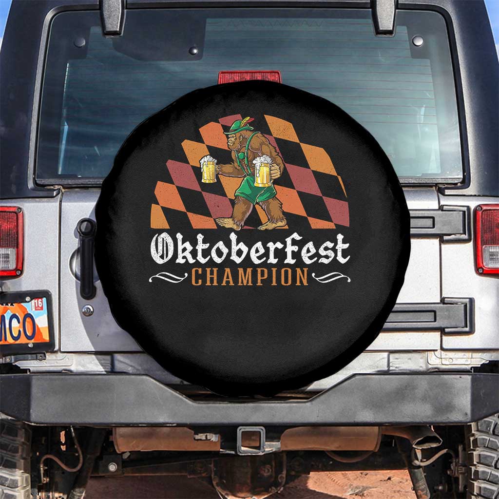 Funny Bigfoot Spare Tire Cover Oktoberfest Champion Beer Lederhosen TS11 No hole Black Print Your Wear