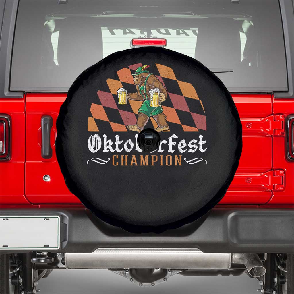 Funny Bigfoot Spare Tire Cover Oktoberfest Champion Beer Lederhosen TS11 Black Print Your Wear