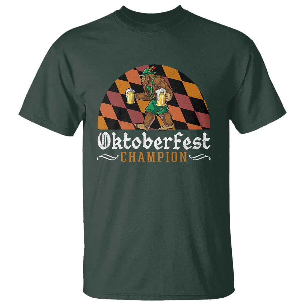 Funny Bigfoot T Shirt Oktoberfest Champion Beer Lenderhosen TS11 Dark Forest Green Print Your Wear