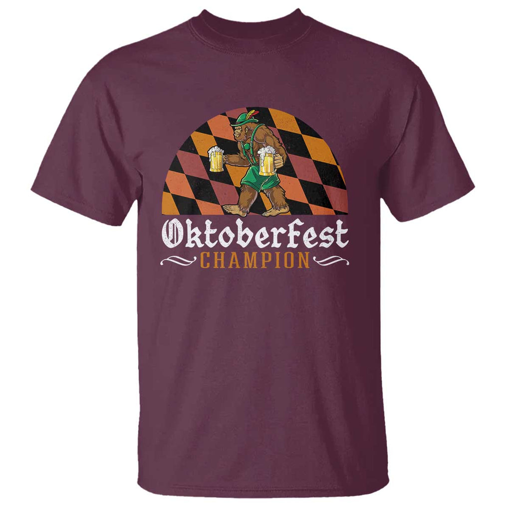 Funny Bigfoot T Shirt Oktoberfest Champion Beer Lenderhosen TS11 Maroon Print Your Wear