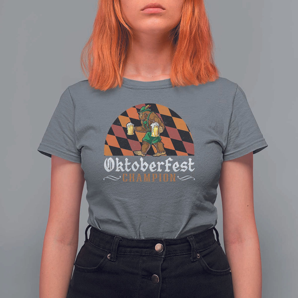 Funny Bigfoot T Shirt For Women Oktoberfest Champion Beer Lenderhosen TS11 Charcoal Print Your Wear