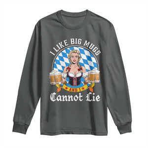 I Like Big Mugs And I Cannot Lie Long Sleeve Shirt Oktoberfest Party Beer Dirndl Bavarian Flag TS11 Dark Heather Print Your Wear