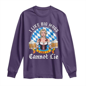 I Like Big Mugs And I Cannot Lie Long Sleeve Shirt Oktoberfest Party Beer Dirndl Bavarian Flag TS11 Purple Print Your Wear