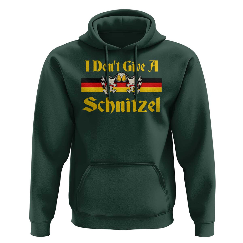 Funny Oktoberfest Hoodie I Don't Give a Schnitzel German Lion Beer TS11 Dark Forest Green Print Your Wear
