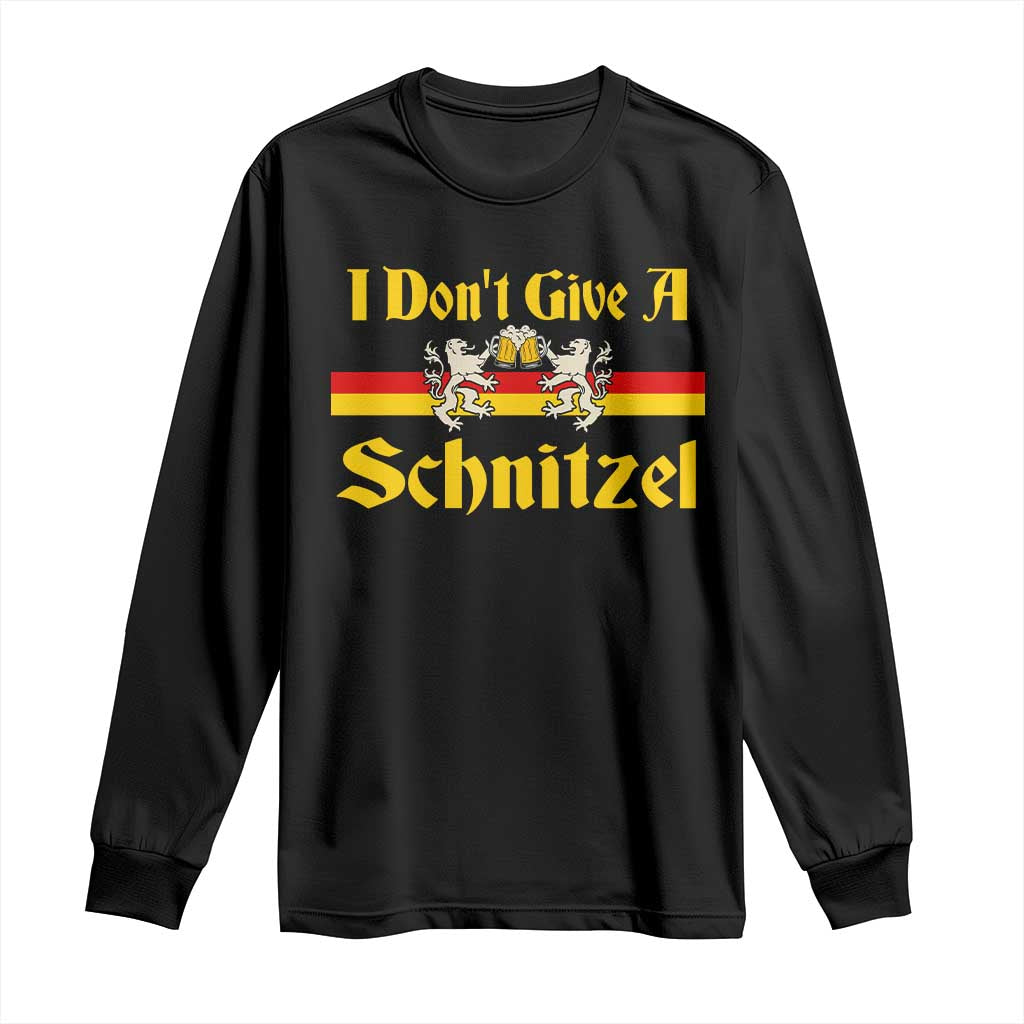 Funny Oktoberfest Long Sleeve Shirt I Don't Give a Schnitzel German Lion Beer TS11 Black Print Your Wear