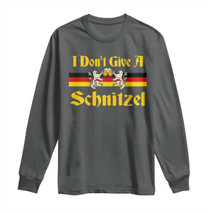 Funny Oktoberfest Long Sleeve Shirt I Don't Give a Schnitzel German Lion Beer TS11 Dark Heather Print Your Wear