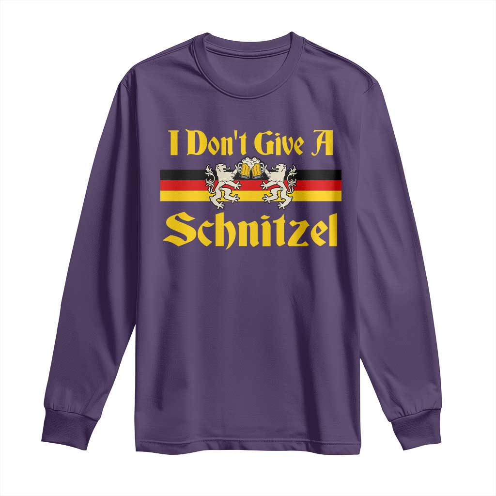 Funny Oktoberfest Long Sleeve Shirt I Don't Give a Schnitzel German Lion Beer TS11 Purple Print Your Wear