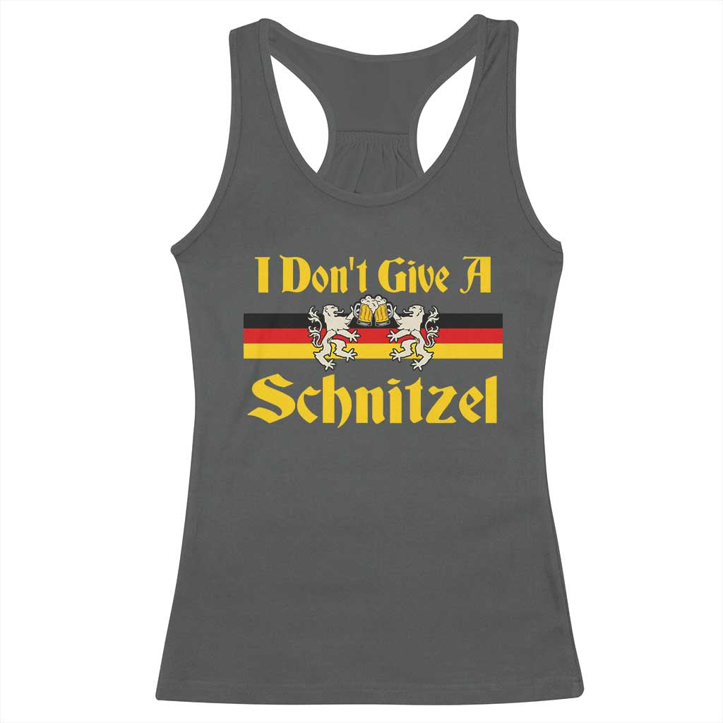 Funny Oktoberfest Racerback Tank Top I Don't Give a Schnitzel German Lion Beer TS11 Dark Heather Print Your Wear
