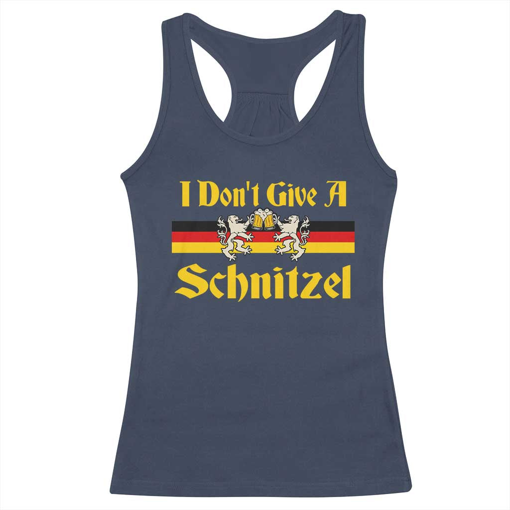 Funny Oktoberfest Racerback Tank Top I Don't Give a Schnitzel German Lion Beer TS11 Navy Print Your Wear