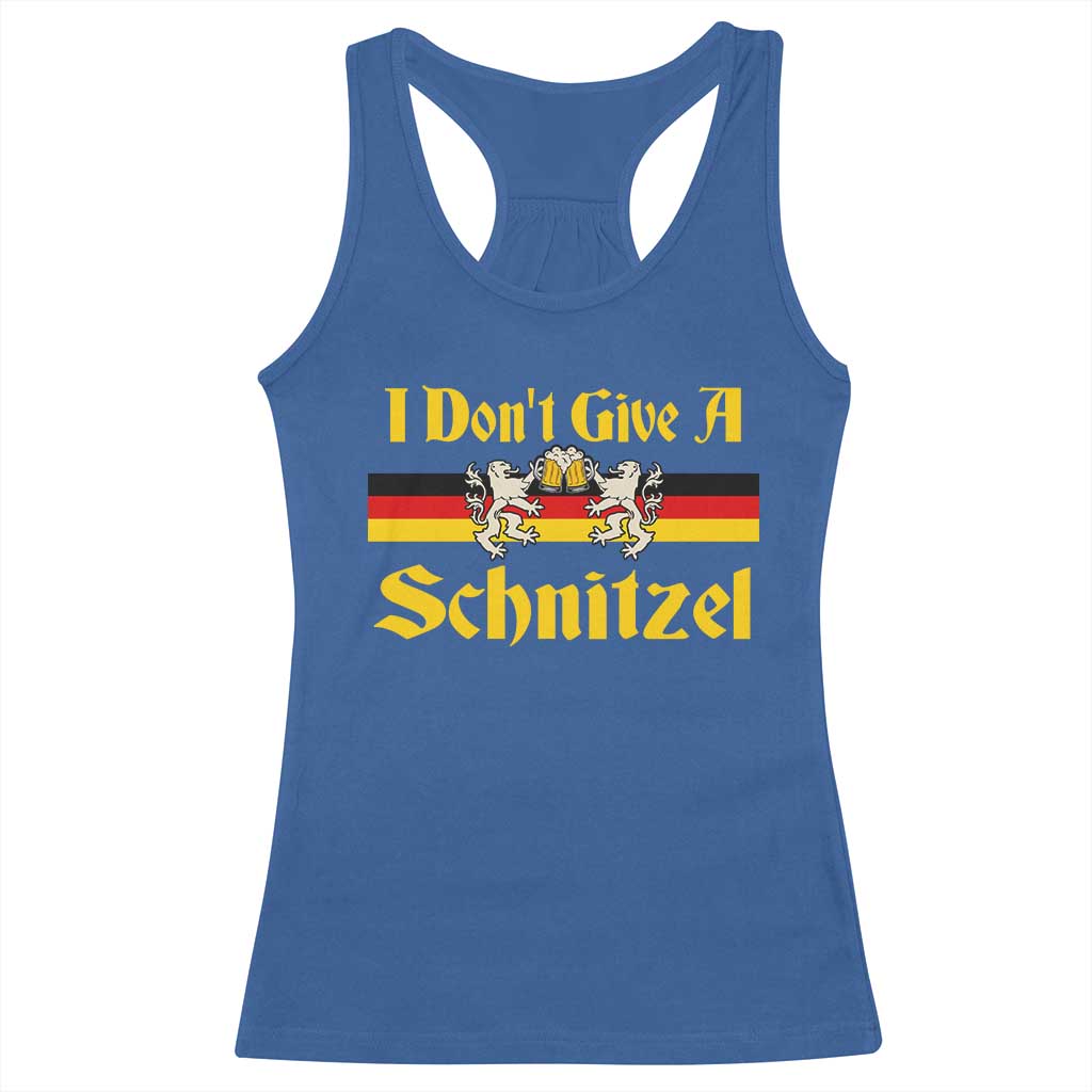 Funny Oktoberfest Racerback Tank Top I Don't Give a Schnitzel German Lion Beer TS11 Royal Blue Print Your Wear
