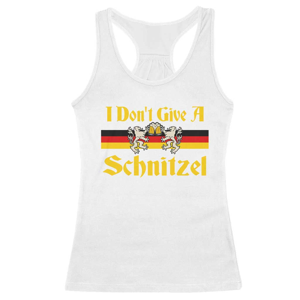 Funny Oktoberfest Racerback Tank Top I Don't Give a Schnitzel German Lion Beer TS11 White Print Your Wear