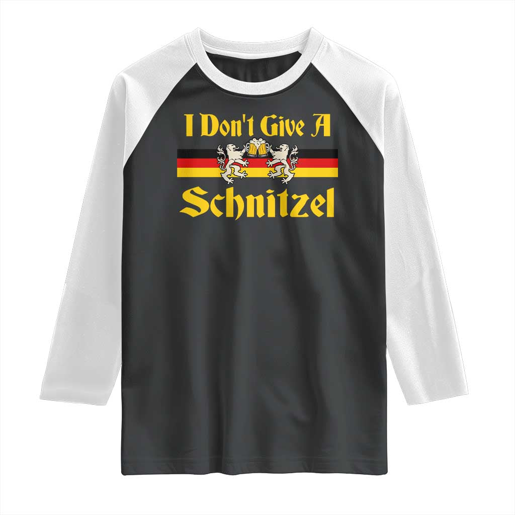 Funny Oktoberfest Raglan Shirt I Don't Give a Schnitzel German Lion Beer TS11 Black White Print Your Wear