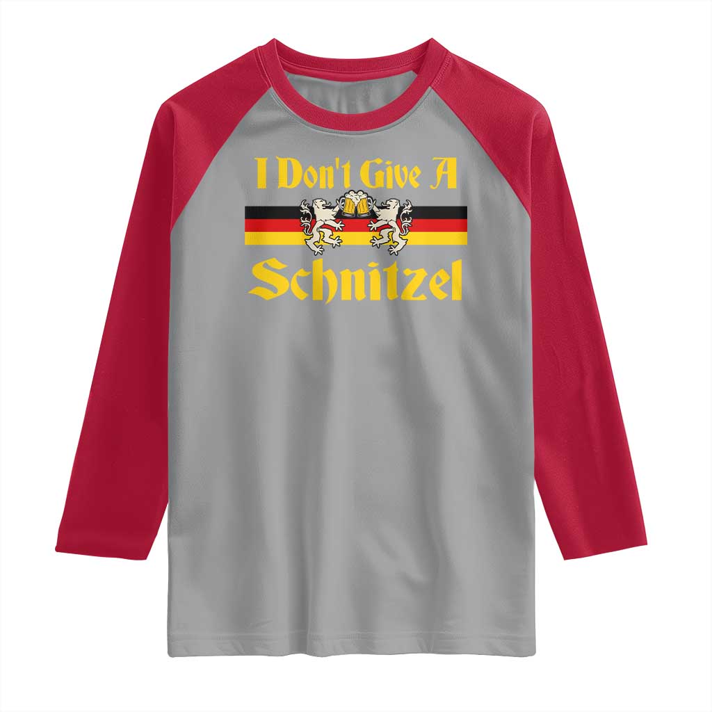 Funny Oktoberfest Raglan Shirt I Don't Give a Schnitzel German Lion Beer TS11 Sport Gray Red Print Your Wear
