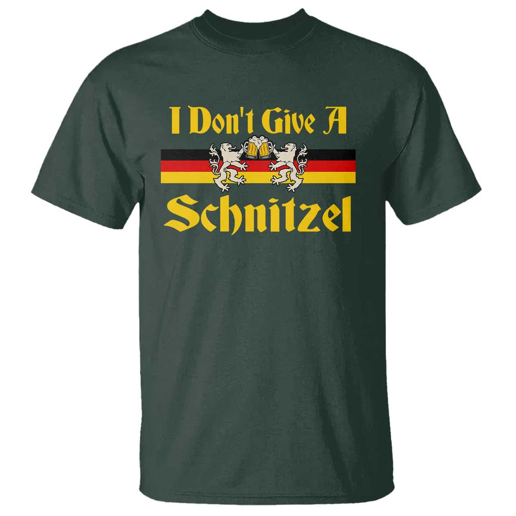 Funny Oktoberfest T Shirt I Don't Give a Schnitzel German Lion Beer TS11 Dark Forest Green Print Your Wear