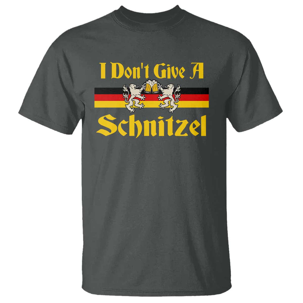 Funny Oktoberfest T Shirt I Don't Give a Schnitzel German Lion Beer TS11 Dark Heather Print Your Wear