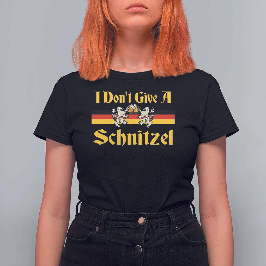 Funny Oktoberfest T Shirt For Women I Don't Give a Schnitzel German Lion Beer TS11 Black Print Your Wear