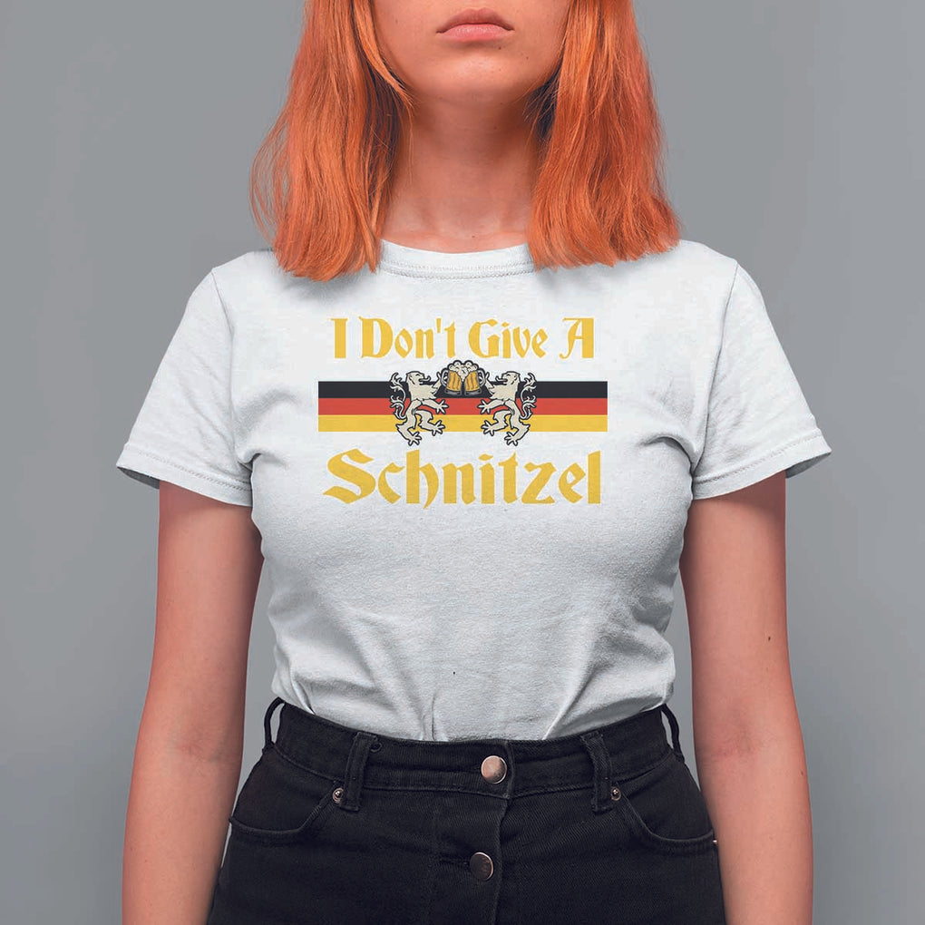 Funny Oktoberfest T Shirt For Women I Don't Give a Schnitzel German Lion Beer TS11 White Print Your Wear