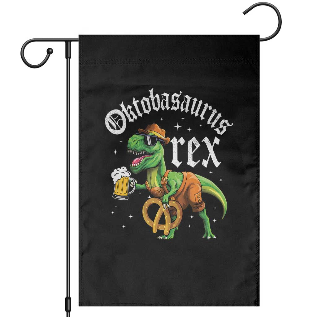 Funny Oktoberfest Dinosaur Garden Flag Oktobasaurus Rex Lederhosen Bavarian Beer TS11 Black Print Your Wear