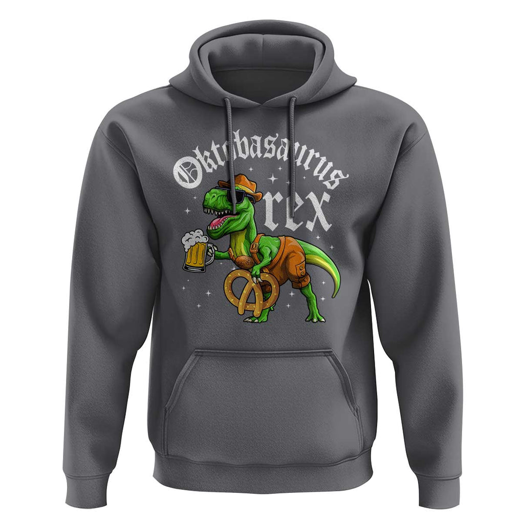Funny Oktoberfest Dinosaur Hoodie Oktobasaurus Rex Lederhosen Bavarian Beer TS11 Charcoal Print Your Wear