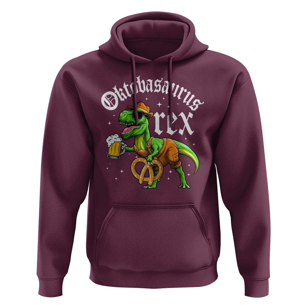 Funny Oktoberfest Dinosaur Hoodie Oktobasaurus Rex Lederhosen Bavarian Beer TS11 Maroon Print Your Wear