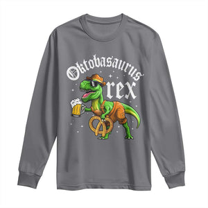 Funny Oktoberfest Dinosaur Long Sleeve Shirt Oktobasaurus Rex Lederhosen Bavarian Beer TS11 Charcoal Print Your Wear