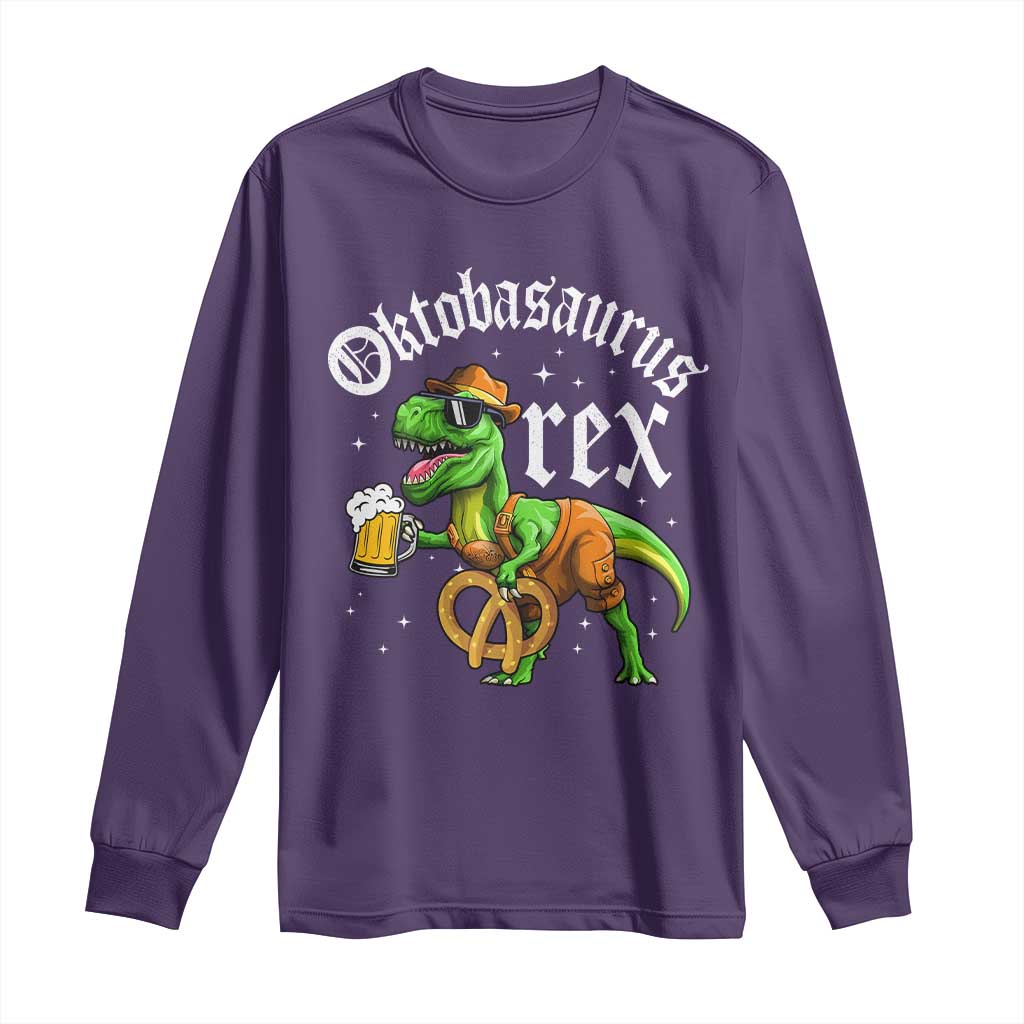 Funny Oktoberfest Dinosaur Long Sleeve Shirt Oktobasaurus Rex Lederhosen Bavarian Beer TS11 Purple Print Your Wear