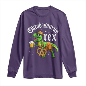 Funny Oktoberfest Dinosaur Long Sleeve Shirt Oktobasaurus Rex Lederhosen Bavarian Beer TS11 Purple Print Your Wear