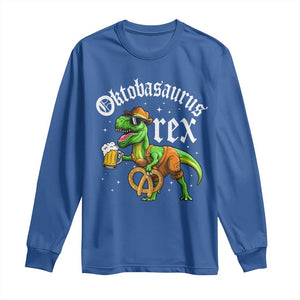 Funny Oktoberfest Dinosaur Long Sleeve Shirt Oktobasaurus Rex Lederhosen Bavarian Beer TS11 Royal Blue Print Your Wear
