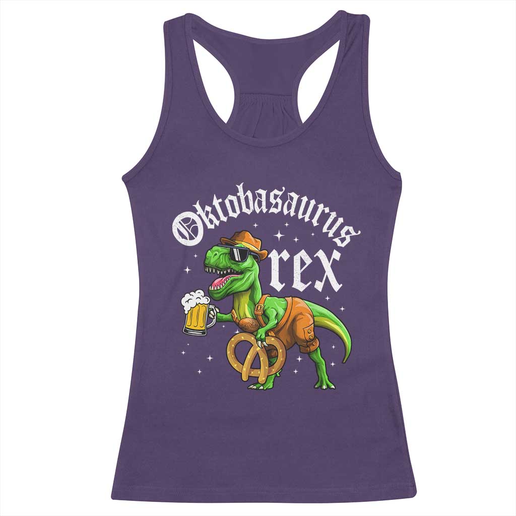 Funny Oktoberfest Dinosaur Racerback Tank Top Oktobasaurus Rex Lederhosen Bavarian Beer TS11 Purple Print Your Wear