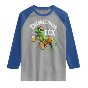 Funny Oktoberfest Dinosaur Raglan Shirt Oktobasaurus Rex Lederhosen Bavarian Beer TS11 Sport Gray Royal Print Your Wear