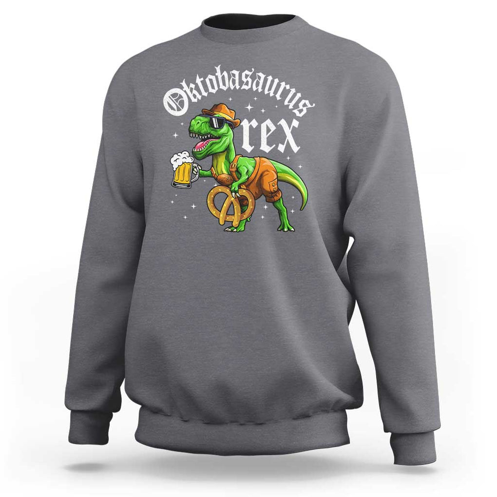 Funny Oktoberfest Dinosaur Sweatshirt Oktobasaurus Rex Lederhosen Bavarian Beer TS11 Charcoal Print Your Wear
