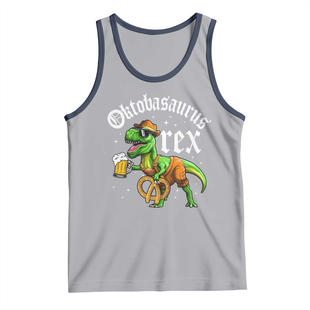 Funny Oktoberfest Dinosaur Tank Top Oktobasaurus Rex Lederhosen Bavarian Beer TS11 Athletic Heather Navy Print Your Wear