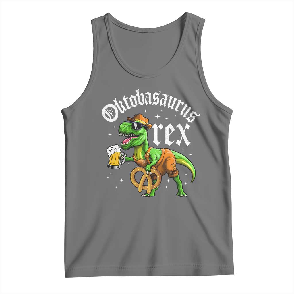 Funny Oktoberfest Dinosaur Tank Top Oktobasaurus Rex Lederhosen Bavarian Beer TS11 Black Heather Print Your Wear