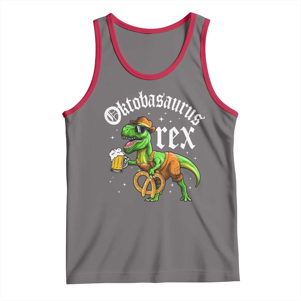 Funny Oktoberfest Dinosaur Tank Top Oktobasaurus Rex Lederhosen Bavarian Beer TS11 Deep Heather Red Print Your Wear