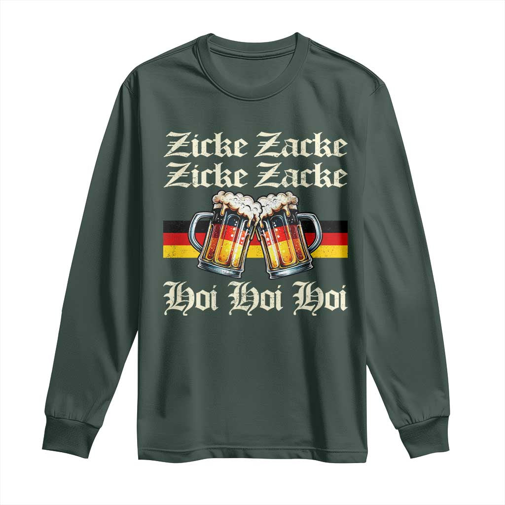 Funny Zicke Zacke Hoi Long Sleeve Shirt Oktoberfest German Flag Party TS11 Dark Forest Green Print Your Wear
