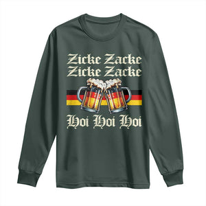 Funny Zicke Zacke Hoi Long Sleeve Shirt Oktoberfest German Flag Party TS11 Dark Forest Green Print Your Wear