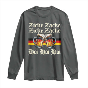 Funny Zicke Zacke Hoi Long Sleeve Shirt Oktoberfest German Flag Party TS11 Dark Heather Print Your Wear