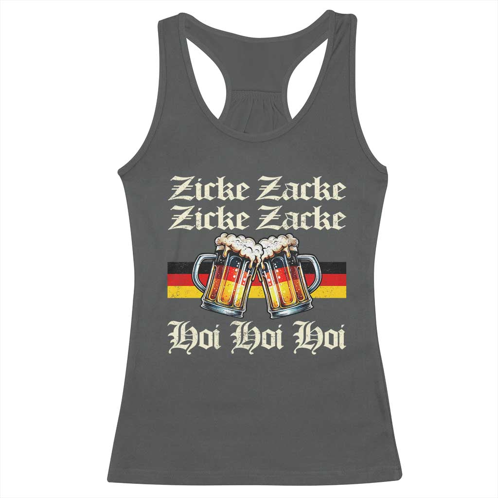Funny Zicke Zacke Hoi Racerback Tank Top Oktoberfest German Flag Party TS11 Dark Heather Print Your Wear