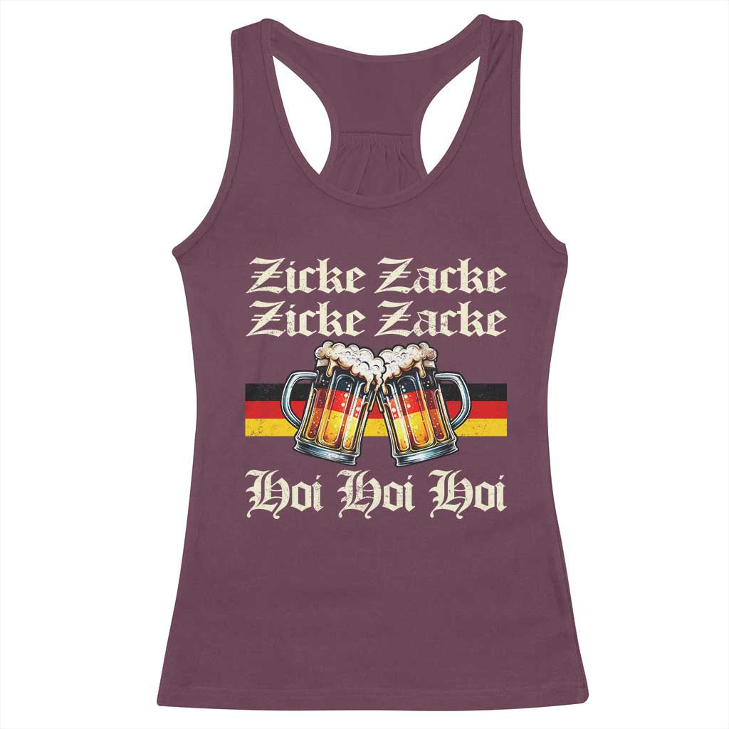 Funny Zicke Zacke Hoi Racerback Tank Top Oktoberfest German Flag Party TS11 Maroon Print Your Wear